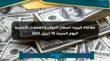 مفاجأة كبيرة: أسعار الدولار والعملات الأجنبية اليوم السبت 19 أبريل 2025